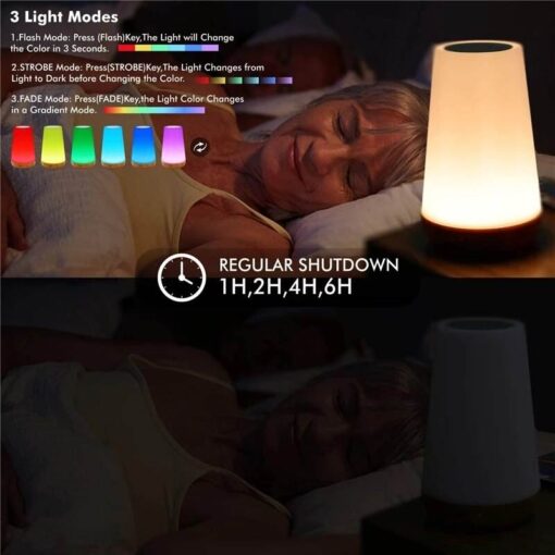 Table Lamp Bedside Lamp For Bedroom 13 Color Changing Touch Night Light RGB Remote Dimmable USB Rechargeable Portable Room Light - Image 3