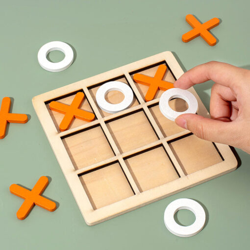 Wooden Tic-tac-toe XO logical thinking pair versus children's early education educational training board game toy - Image 5