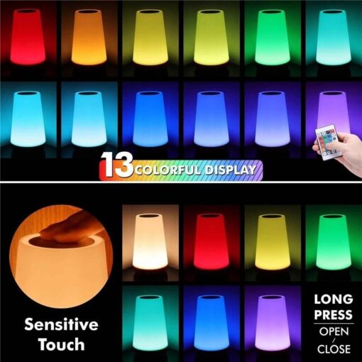 Table Lamp Bedside Lamp For Bedroom 13 Color Changing Touch Night Light RGB Remote Dimmable USB Rechargeable Portable Room Light - Image 6
